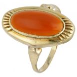 14K. Yellow gold ring set with approx. 3.46 ct. carnelian.