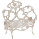 Miniature garden bench silver.