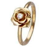 18K. Rose gold Piaget 'Rose' ring set with approx. 0.06 ct. diamond.