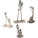 (4) piece lot miniatures silver.