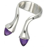 Bent Gabrielsen for Georg Jensen no.179 silver modernist ring set with amethyst - 925/1000.