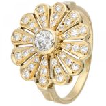 14K. Yellow gold entourage ring set with approx. 0.49 ct. diamond.