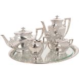 (5) piece coffee & tea set silver.