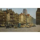 Chris Soer (Den Haag 1882 - 1961), View in Rotterdam with the St. Laurens tower spiring.