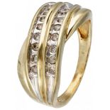 14K. Yellow gold criss cross ring set with approx. 0.32 ct. diamond.