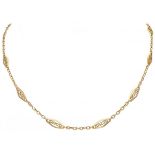 18K. Yellow gold filigree link necklace.