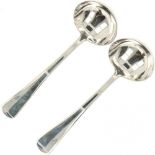 (2) piece set sauce spoons "Haags Lofje" silver.