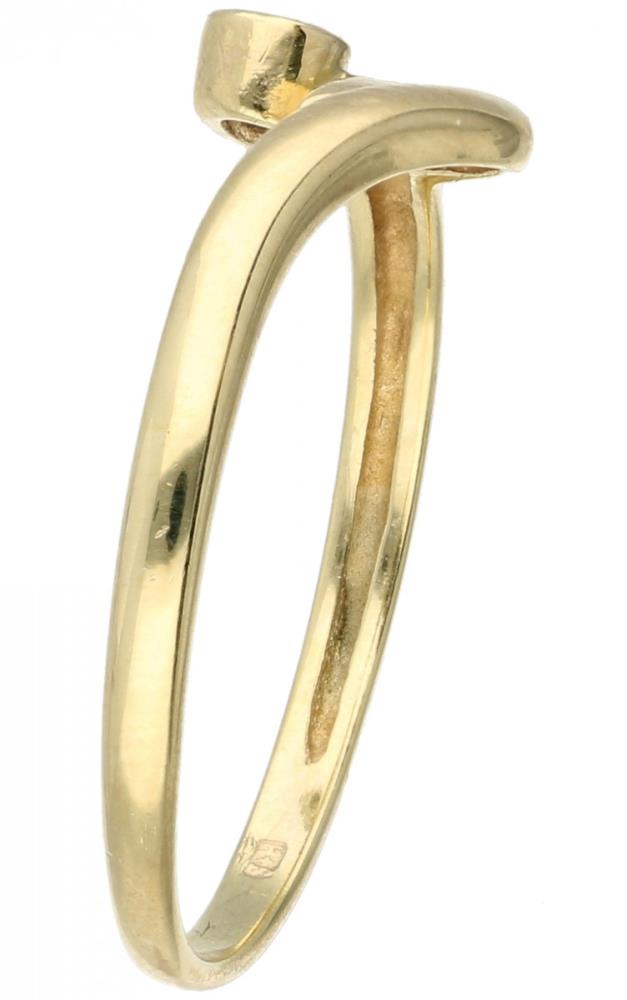 14K. Yellow gold ring set with approx. 0.03 ct. diamond. - Image 2 of 2