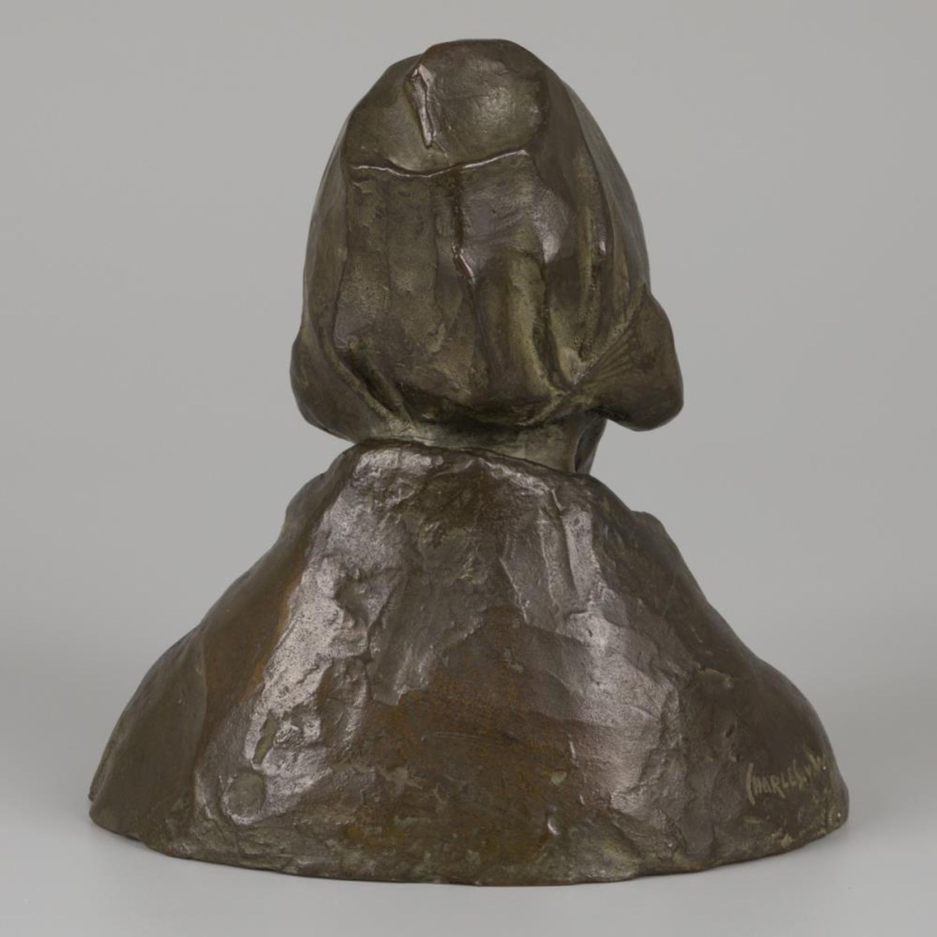 "Charles" Henri Marie van Wijk (Den Haag 1875-1917), bronze bust "Krijntje". - Bild 2 aus 5