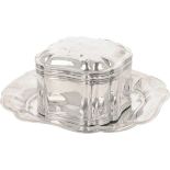Biscuit box with saucer silver