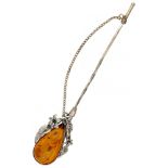 Silver pin set with approx. 7.91 ct. amber - 925/1000.