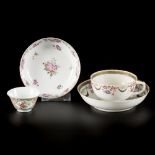 A lot comprising various cups and saucers with floral decoration, China, 18th century.