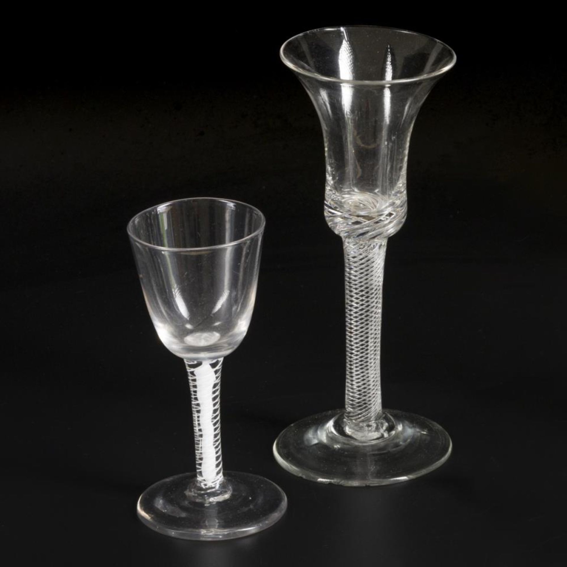 (4) piece lot of swirl stem glasses 19th century - Image 2 of 3