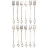(12) piece set silver pastry forks.