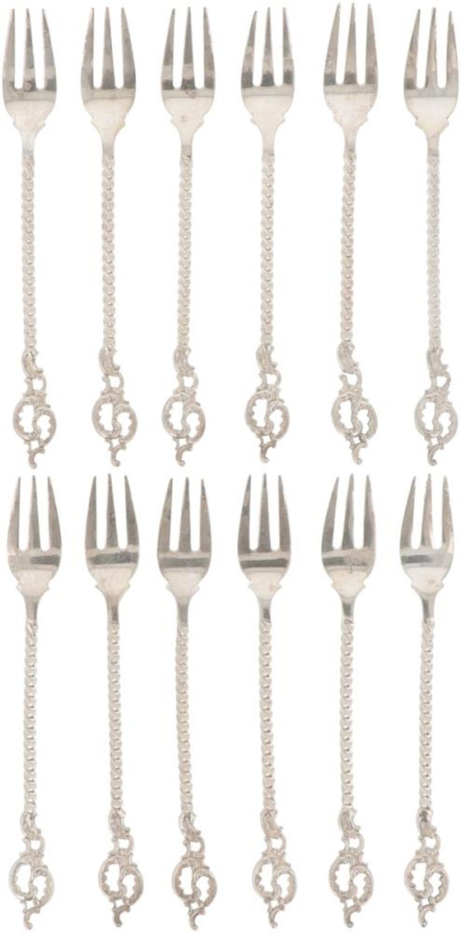 (12) piece set silver pastry forks.