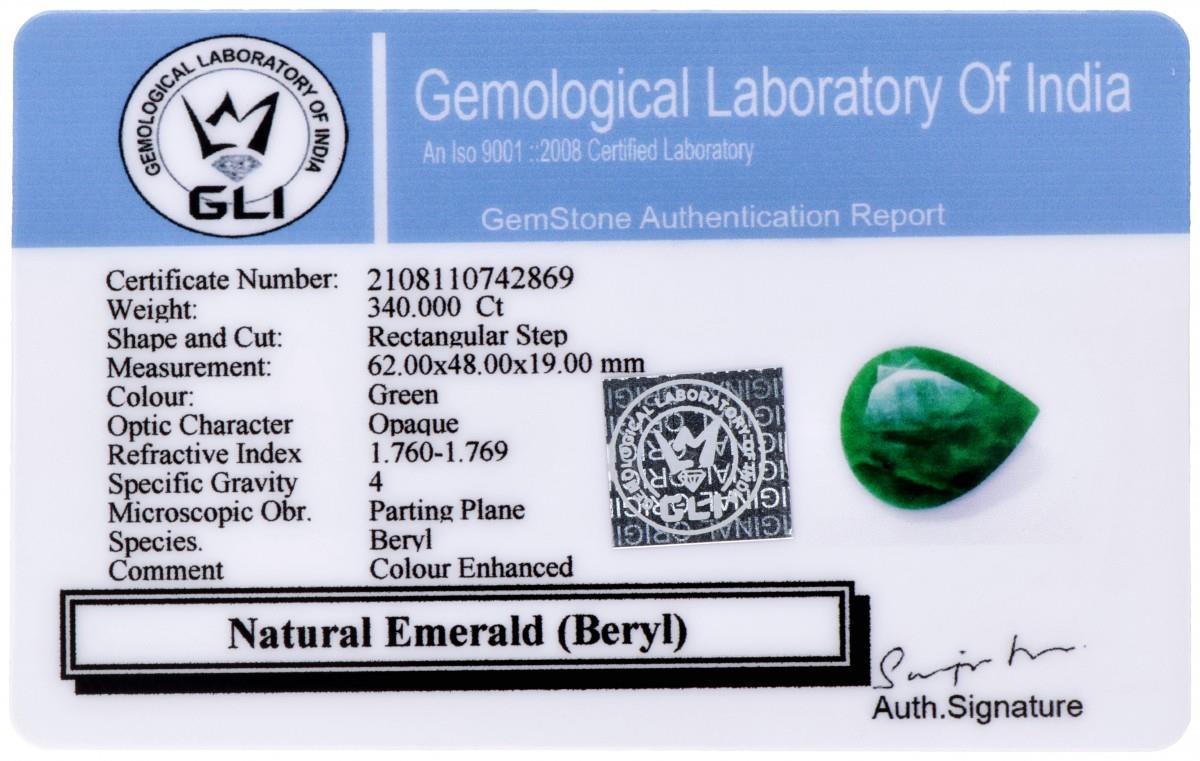 GLI Certified Natural Emerald Gemstone 340.000 ct. - Image 3 of 3