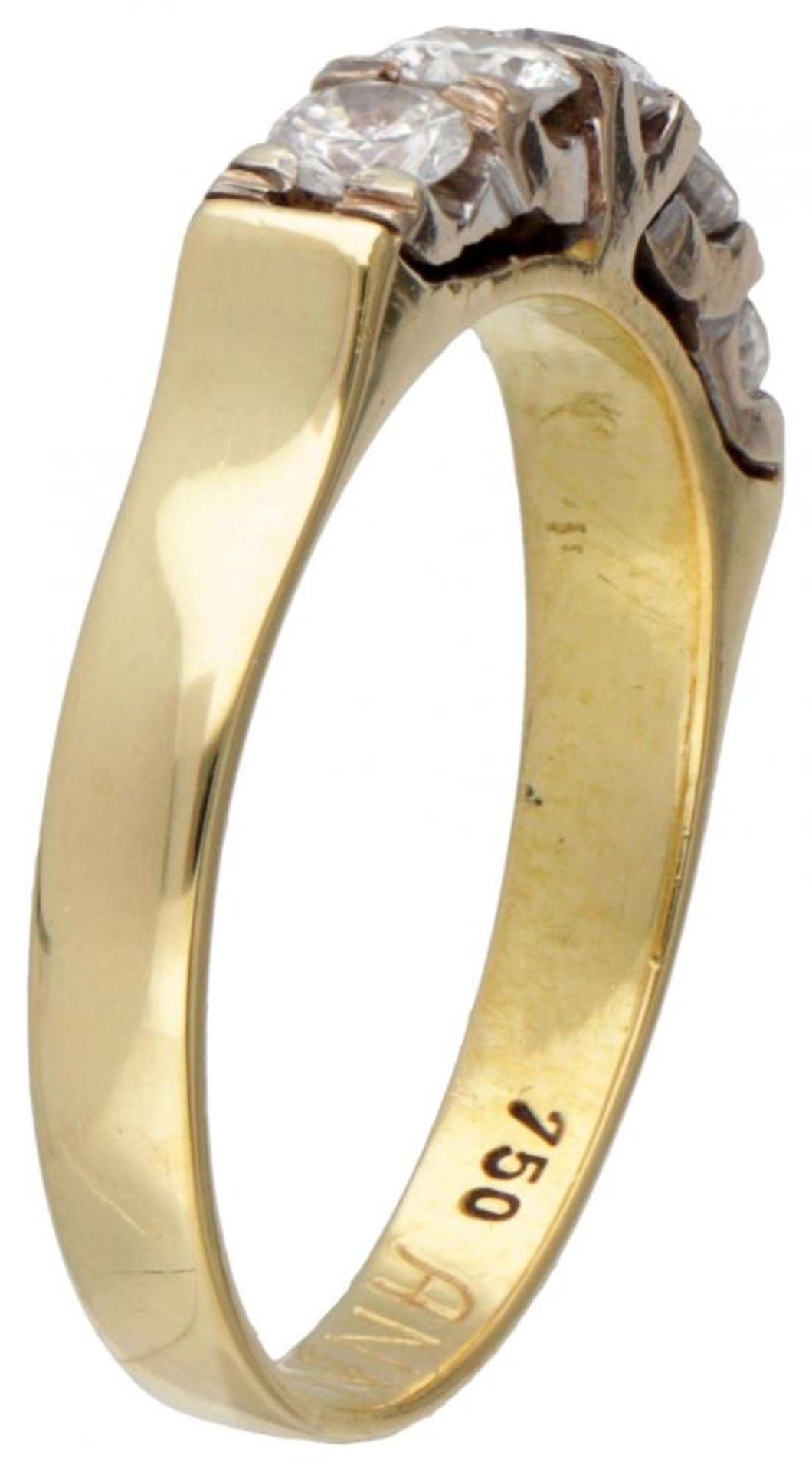 18K. Yellow gold alliance ring set with approx. 0.60 ct. diamond. - Bild 2 aus 2