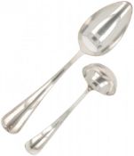Vegetable spoon & sauce spoon "Haags Lofje" silver.