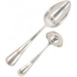 Vegetable spoon & sauce spoon "Haags Lofje" silver.