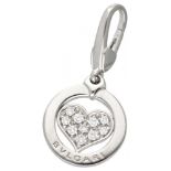 18K. White gold Bvlgari 'Tondo Heart Charm' pendant set with approx. 0.10 ct. diamond.