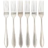 (6) piece set dinner forks "Hollands puntfilet" silver.