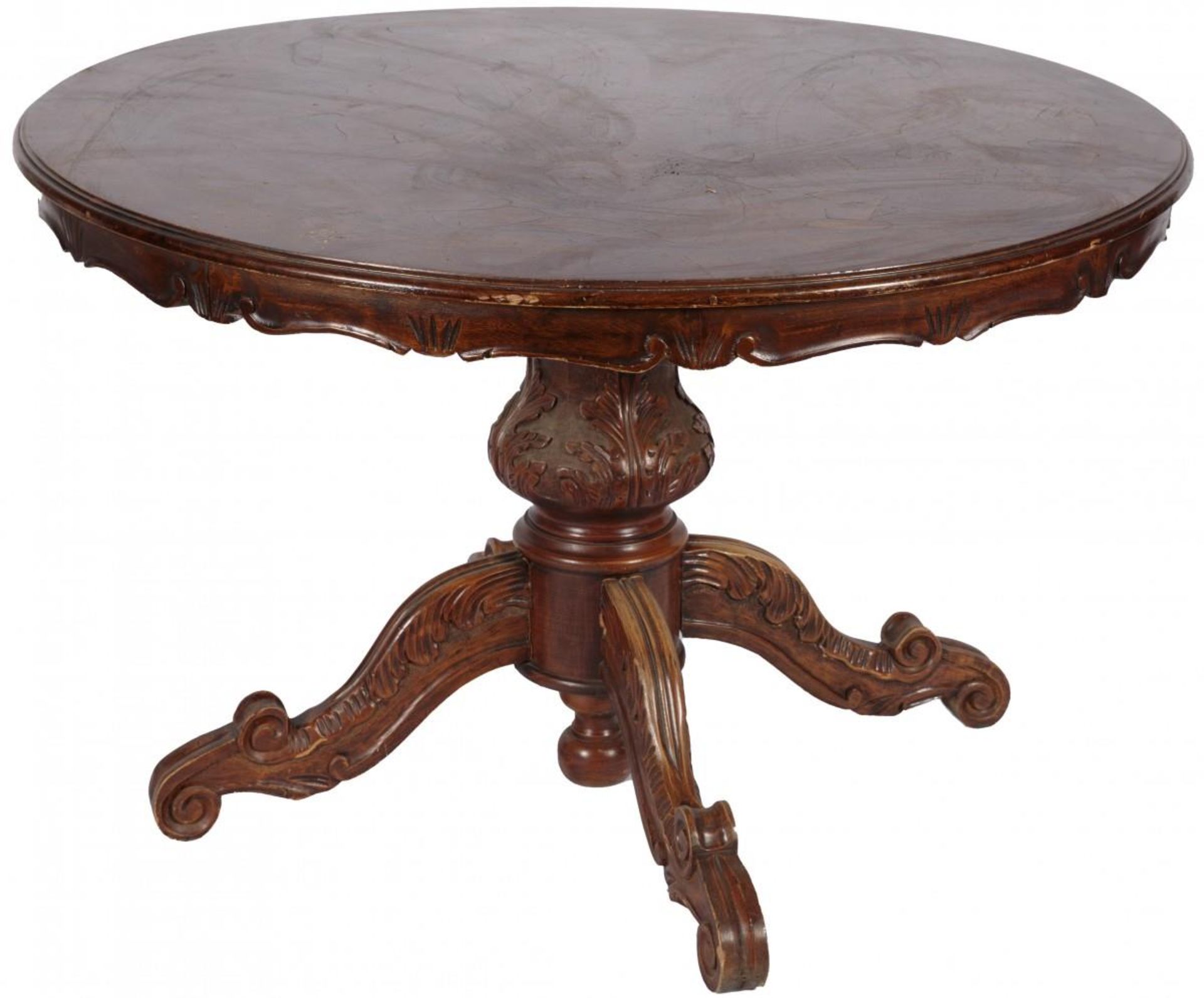 A Willem III / Victorian mahogany veneered centre table, Dutch, 20th century.