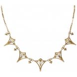 A French 18K. yellow gold Art Nouveau necklace with stylized calyxes.