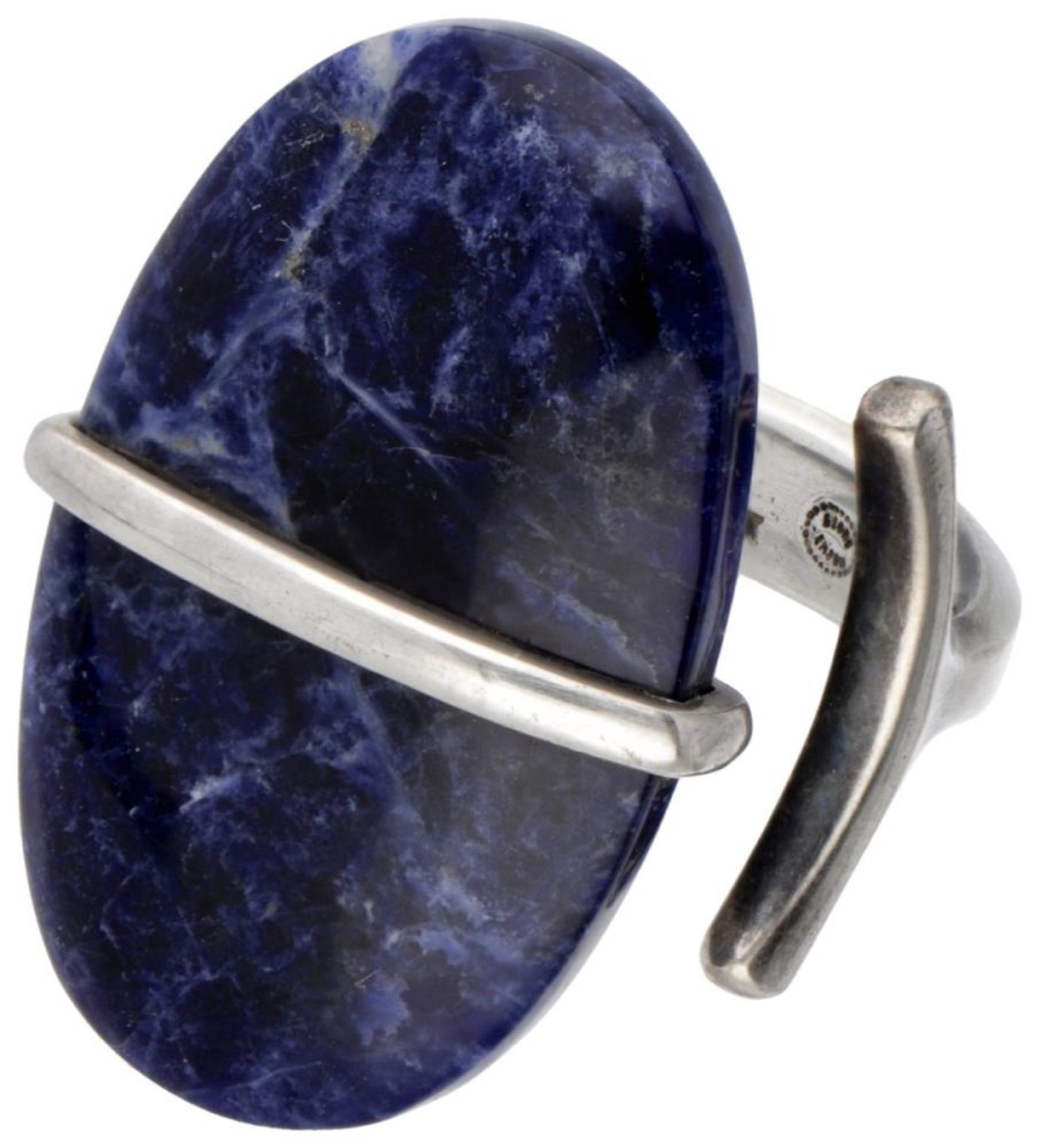 Sterling silver no.190 ring with sodalite by Vivianna Torun Bülow-Hübe for Georg Jensen.