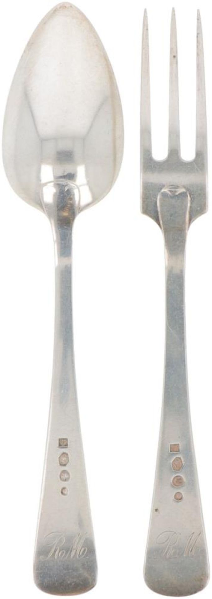 (12) piece set spoons & forks "Haags Lofje" silver. - Bild 3 aus 4