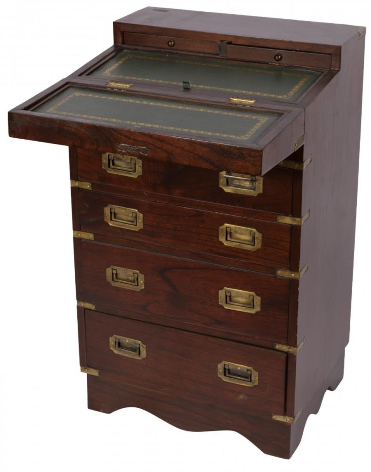 A colonial style military campaign desk cabinet / mule chest, 20th century. - Image 2 of 2