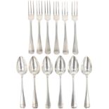 (12) piece set spoons & forks "Haags Lofje" silver.