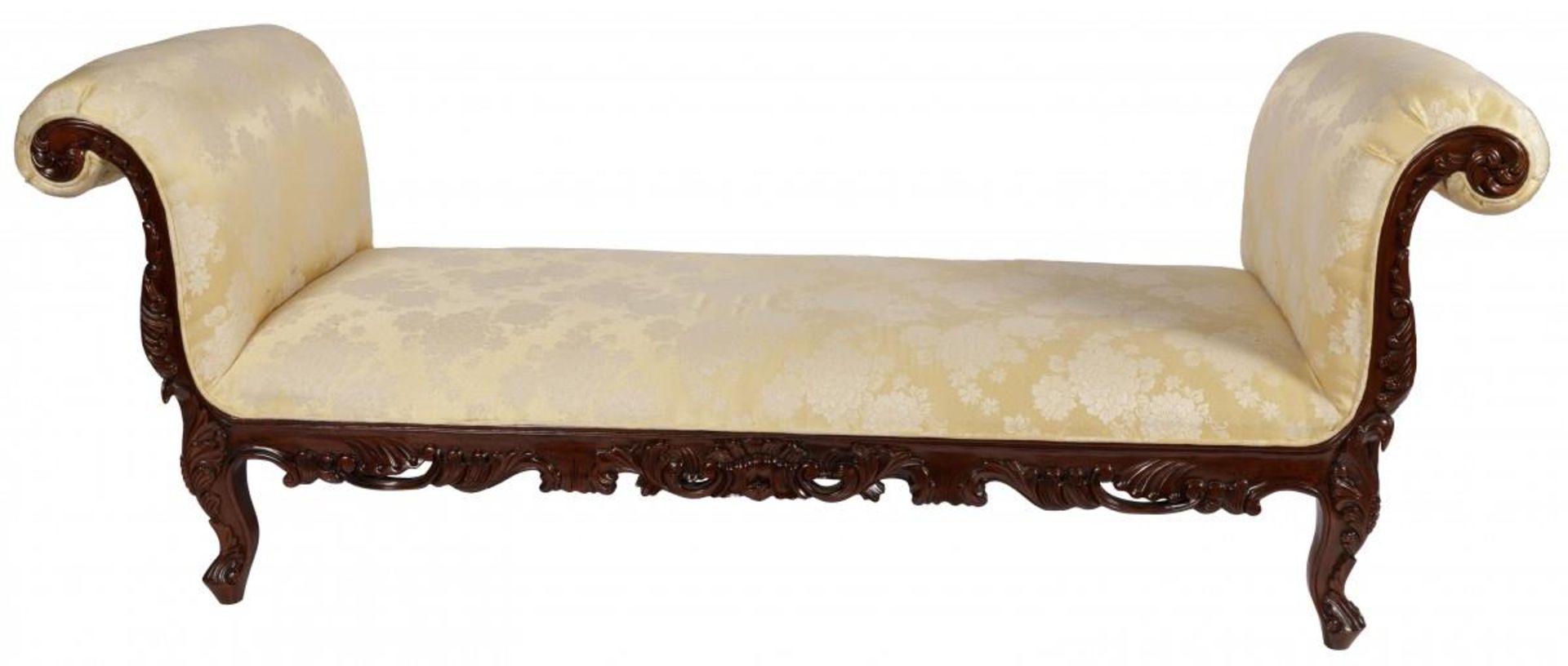 A carved mahogany wood récamier / daybed, 20th century.