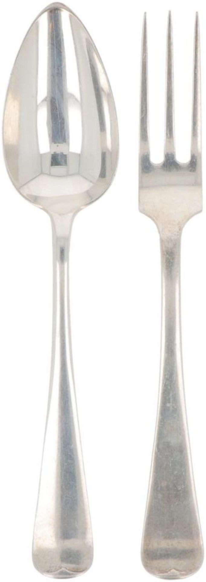 (12) piece set spoons & forks "Haags Lofje" silver. - Bild 2 aus 4