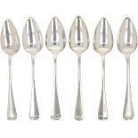 (6) dinner spoons "Haags Lofje" silver.