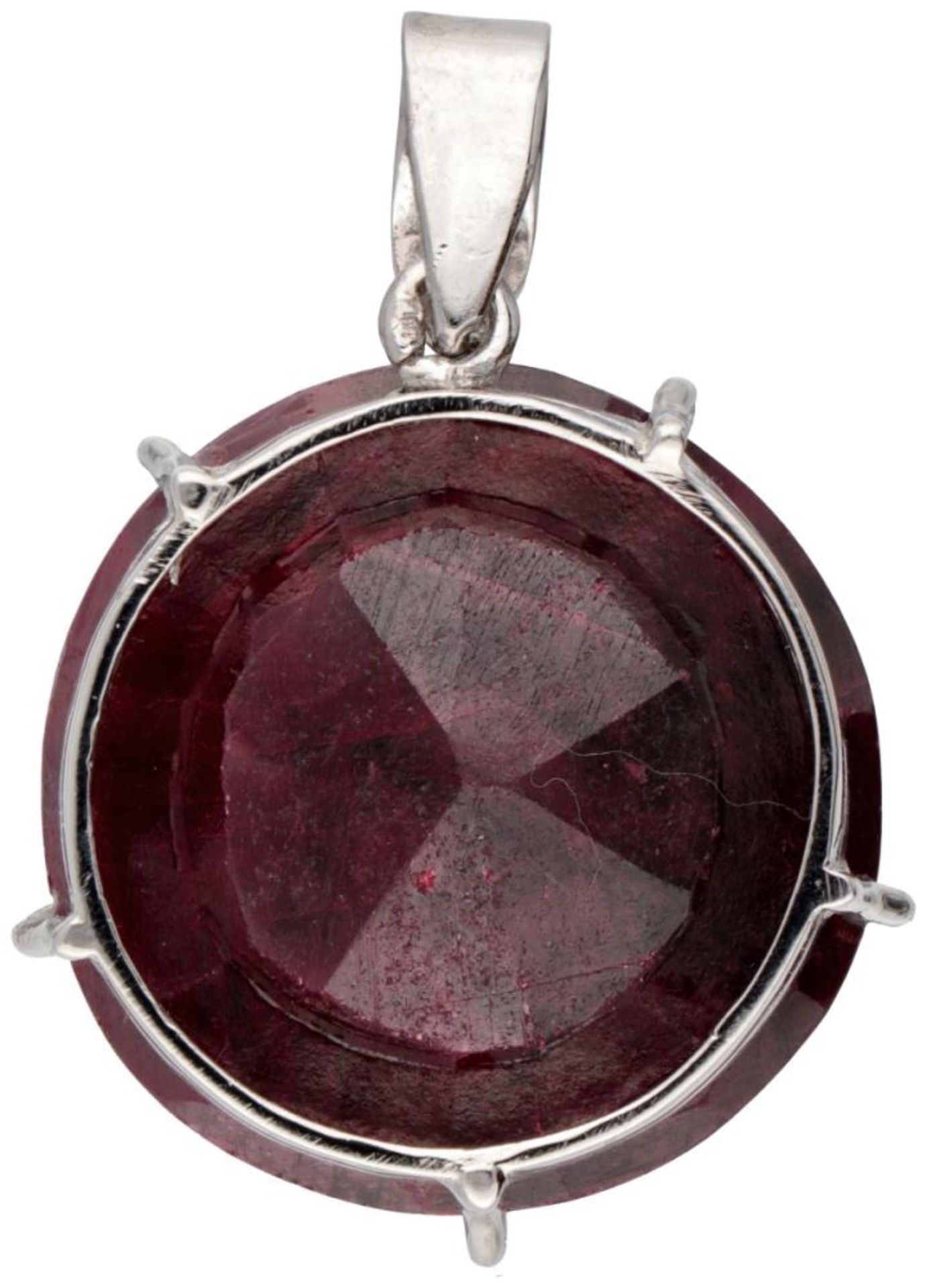 Sterling silver pendant set with ruby. - Bild 2 aus 2