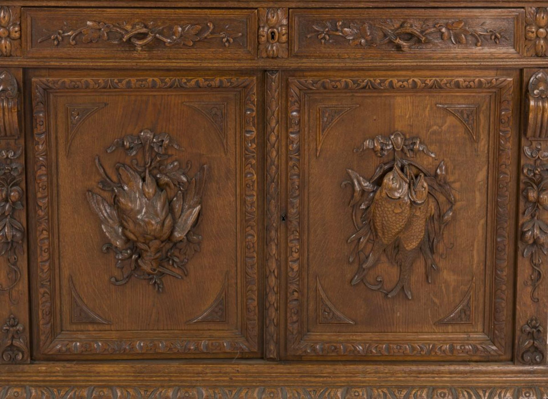 A mahogany hunting cabinet/ display cabinet, Dutch, ca. 1900. - Image 2 of 3