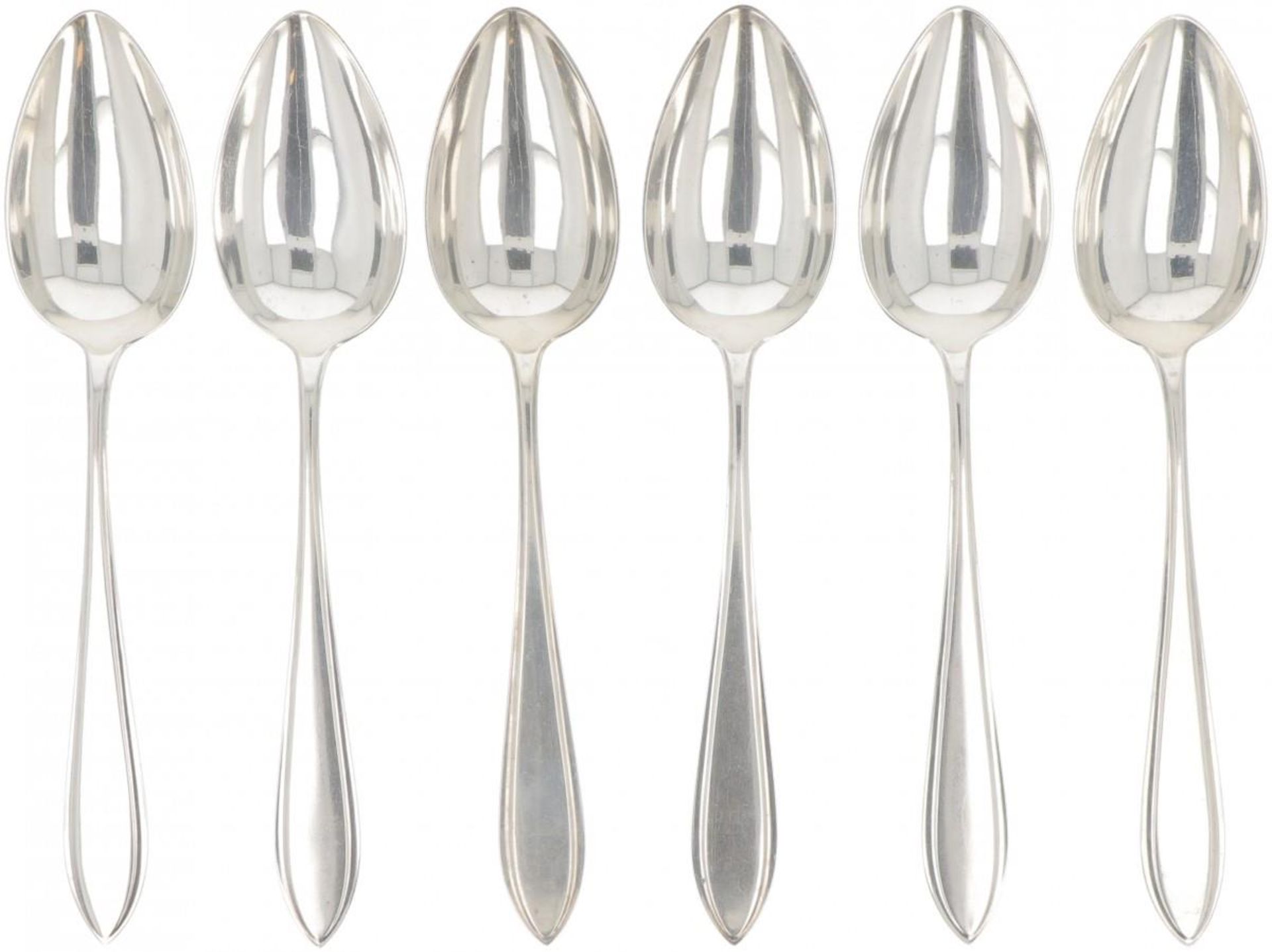 (6) piece set dinner spoons "Dutch Point Fillet" silver.