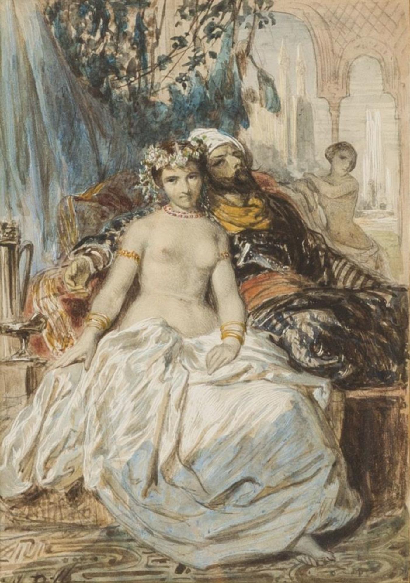 Adolphe-Alexandre Dillens (Ghent 1821 - 1877 Brussels), Haremscene.