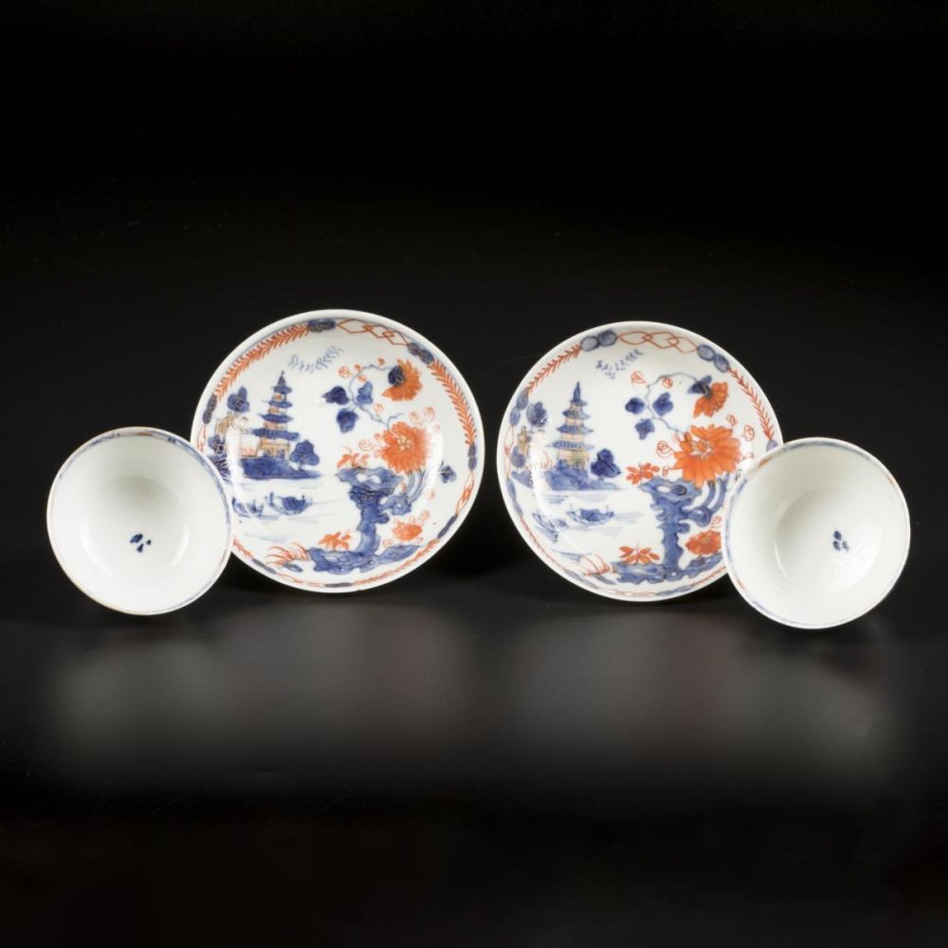 2x Imari porcelain buy dishes with river landscape decor. China Qianlong 18th century. - Bild 2 aus 3