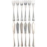 (12) piece set fish cutlery "Haags Lofje" silver.