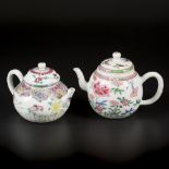 A lot of (2) porcelain famille rose teapots. China, 18th century.