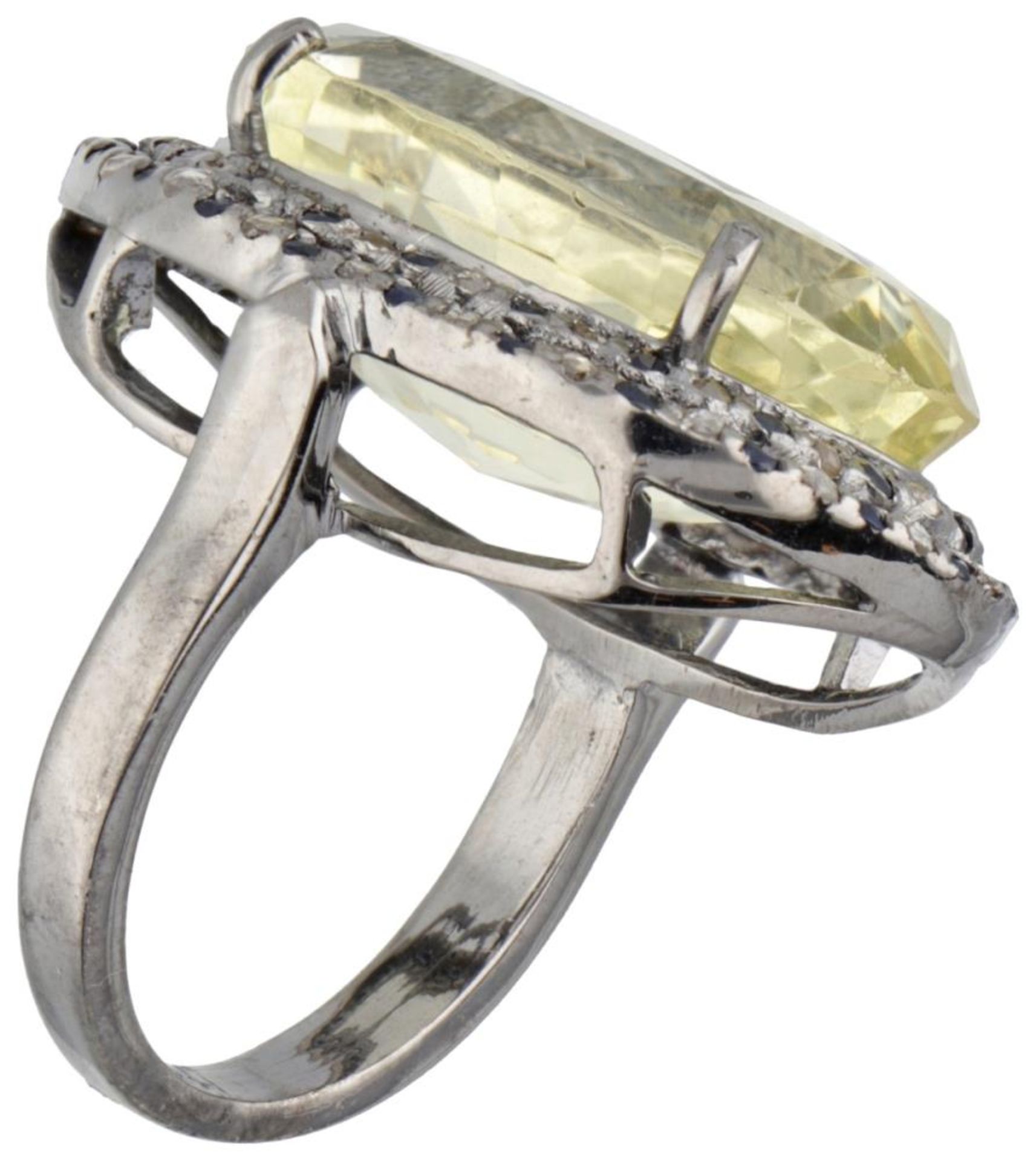 Sterling silver ring set with citrine, sapphire and diamond. - Bild 2 aus 2