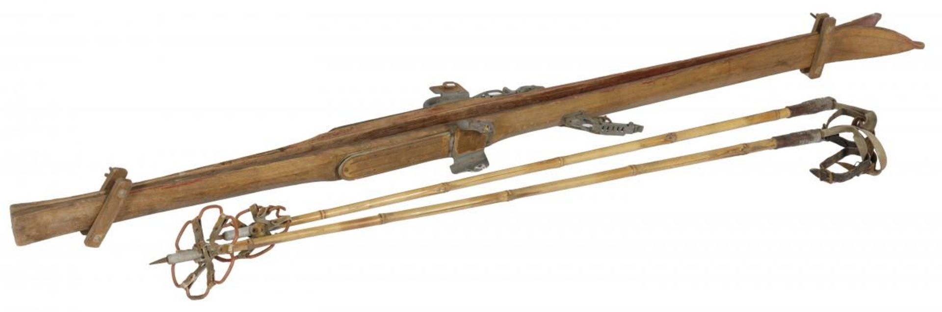 A set of ski's and ski sticks, early 20th century. - Image 2 of 2