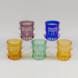 A (5) piece set of small Val Saint Lambert cut crystal flask coolers, France, 20th century.