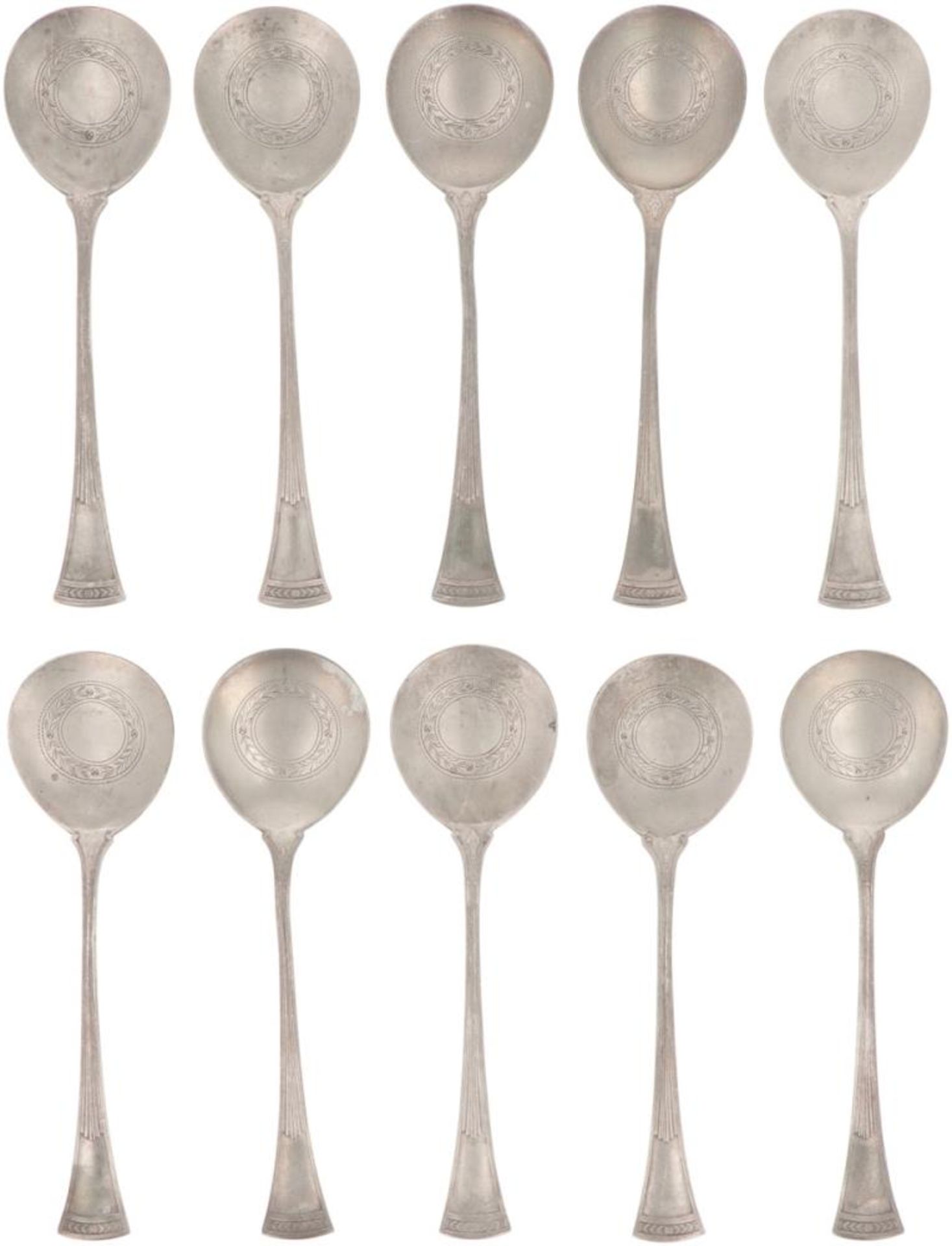 (10) piece set Ice cream scoops silver.