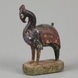 A carved woodEN polychrome figure of a bIrd, India. ca. 1900.