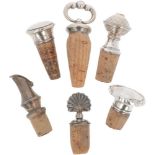 (6) piece lot bottle stoppers silver.