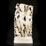 An ivory figurine of a dancing Shiva and Parvati as a couple, India, late 19th century.