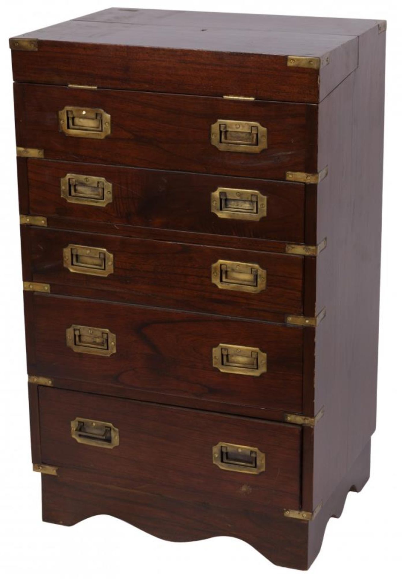 A colonial style military campaign desk cabinet / mule chest, 20th century.