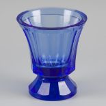 Josef Hoffmann - Moser Karlsbad - Art Nouveau geometric cut blue glass vase